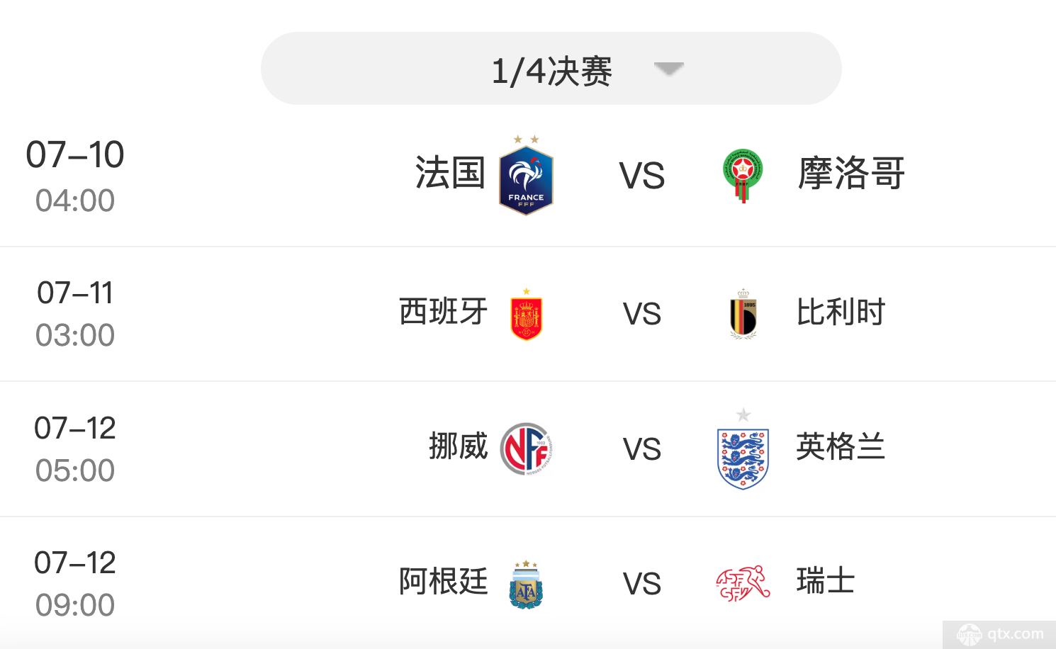 2026年美加墨世界杯8强出炉