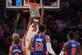 NBA常规赛巴特勒23+7+4断 罗齐尔20+5 康宁汉姆24+8+6 热火送活塞4连败